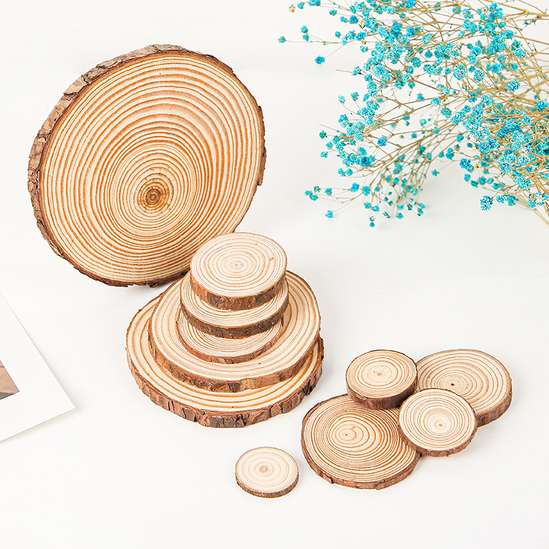 5Pcs Natural Pine Round Unfini - Oud Wood Chip recension och pris