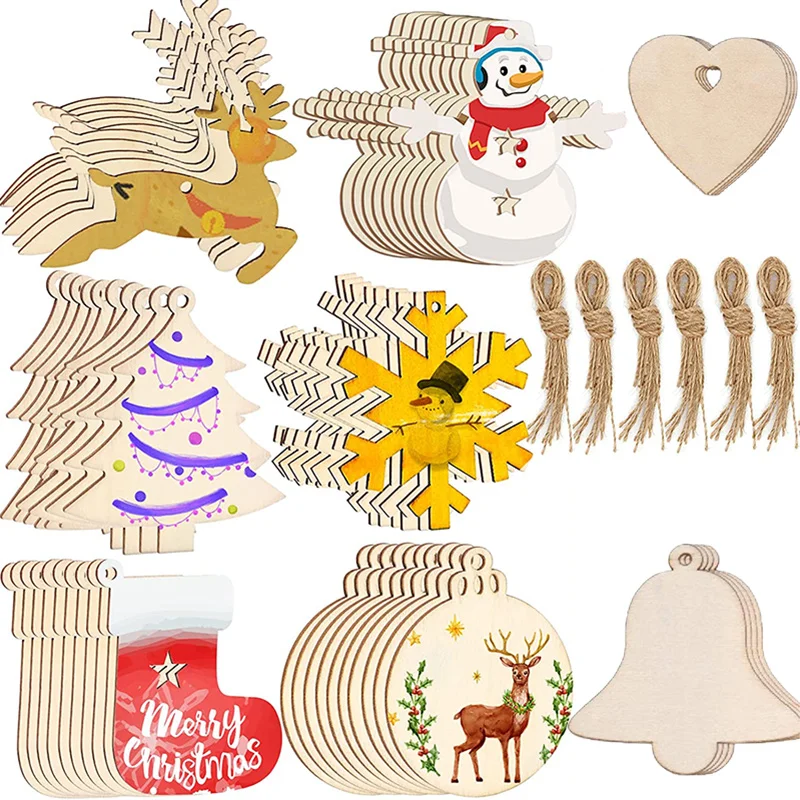 10Pcs Unfinished Christmas Woo - Oud Wood Chip recension och pris