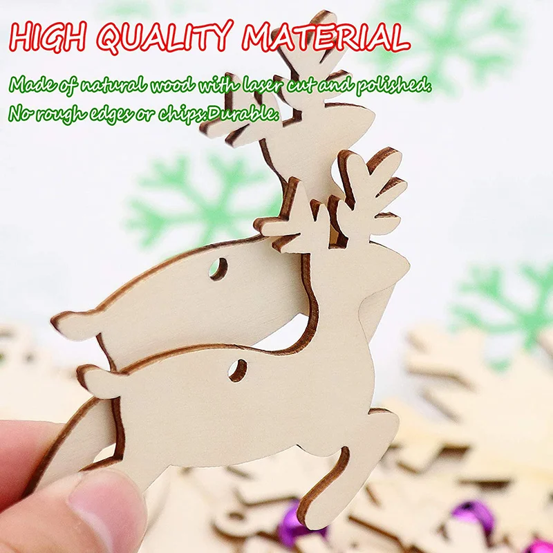 10Pcs Unfinished Christmas Woo - Oud Wood Chip recension och pris